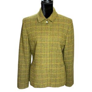 Ann Taylor Jacket Womens 8 Tweed Plaid Wool Blazer Lined Coat Business Casual